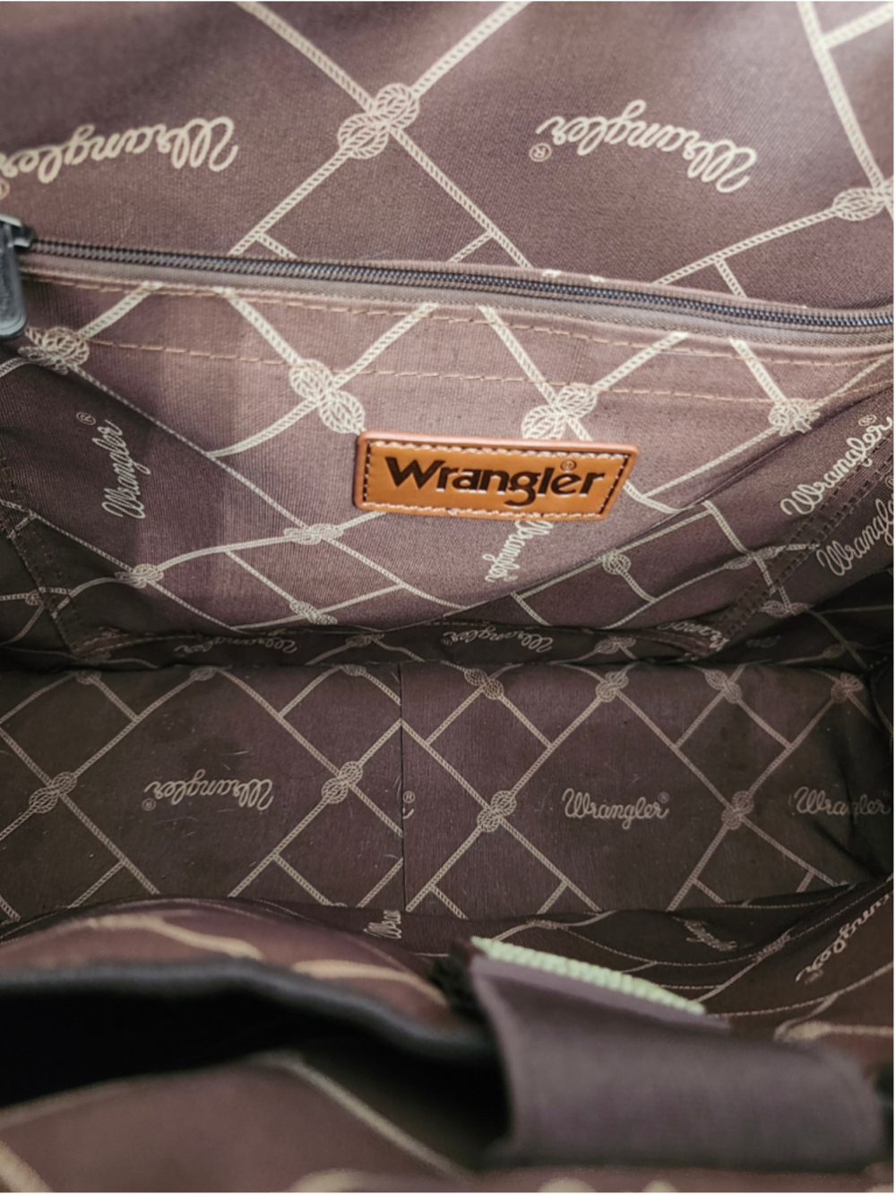 Women's Wrangler Tote Bag One Size Blue Brown Southwestern Pattern - Picture 10 of 15